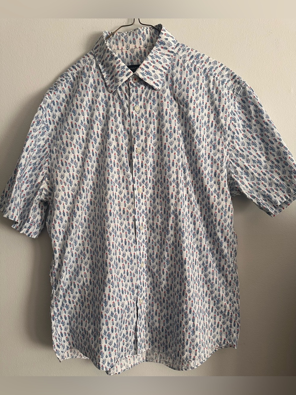 Pronto Uomo Cactus Print Western Short Sleeve Button Up Shirt Mens Large